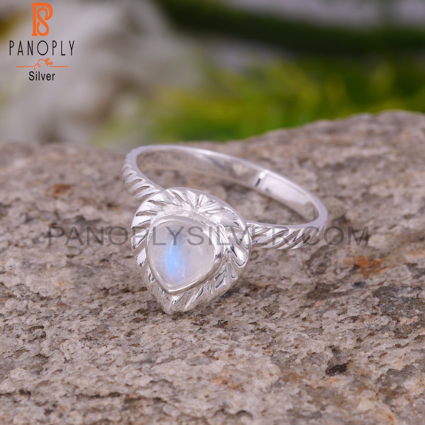 Heart Rainbow Moonstone 925 Sterling Silver Ring
