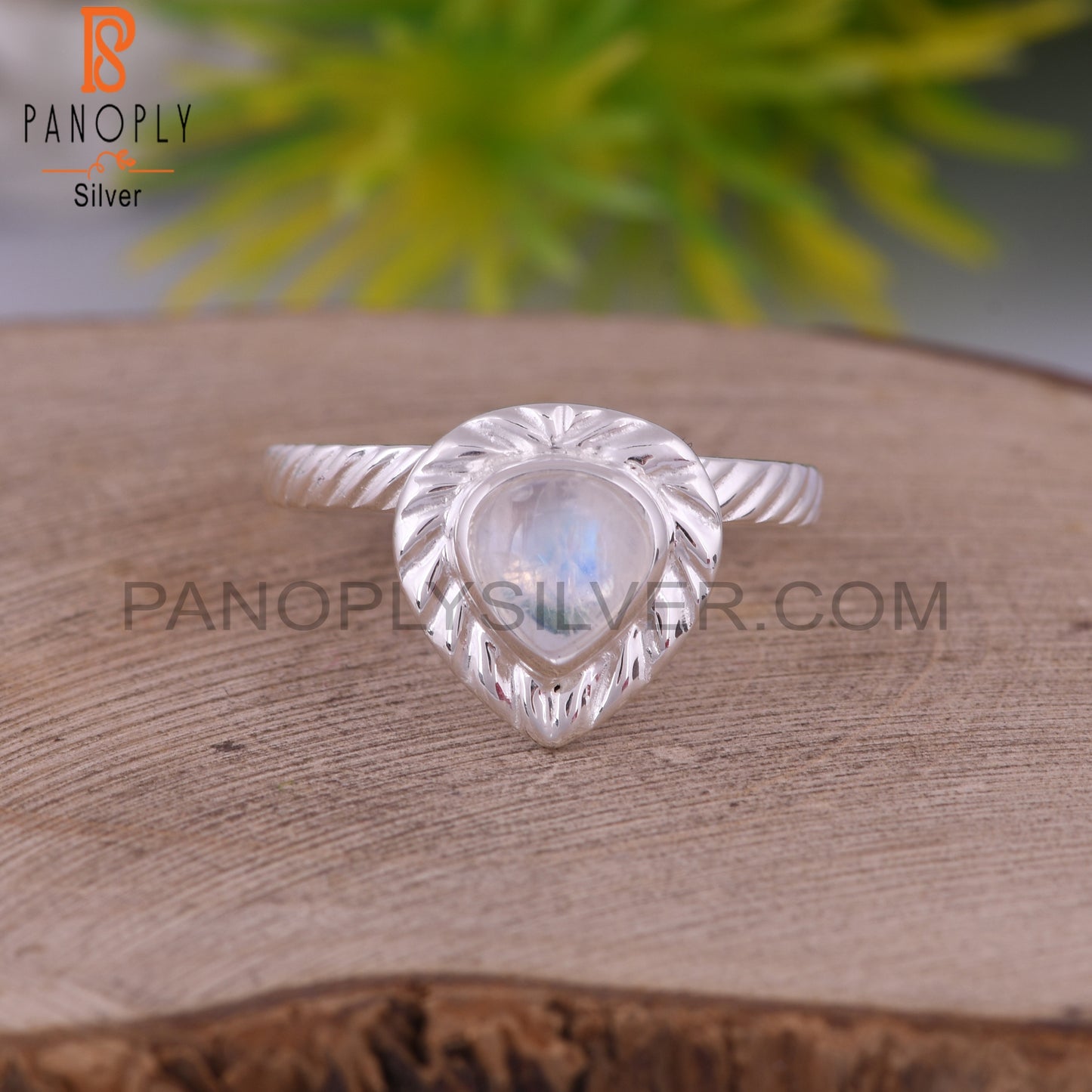 Heart Rainbow Moonstone 925 Sterling Silver Ring