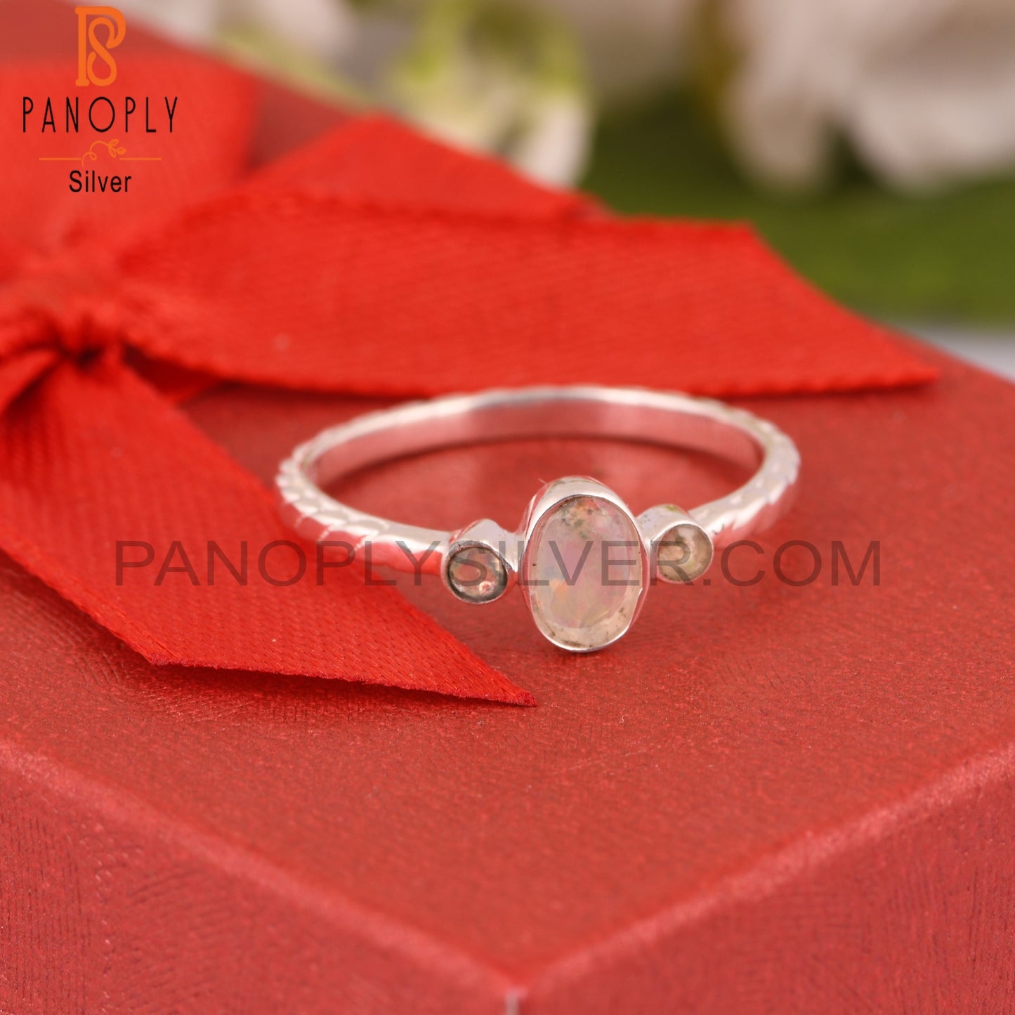 Ethiopian Opal 925 Sterling Silver Cute Dainty Ring