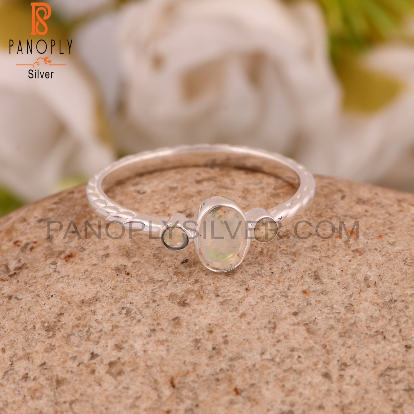 Ethiopian Opal 925 Sterling Silver Cute Dainty Ring