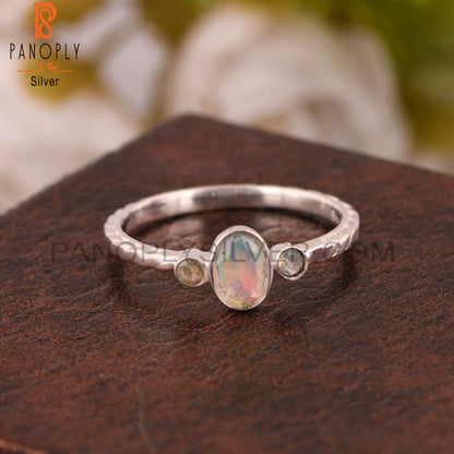 Ethiopian Opal 925 Sterling Silver Cute Dainty Ring