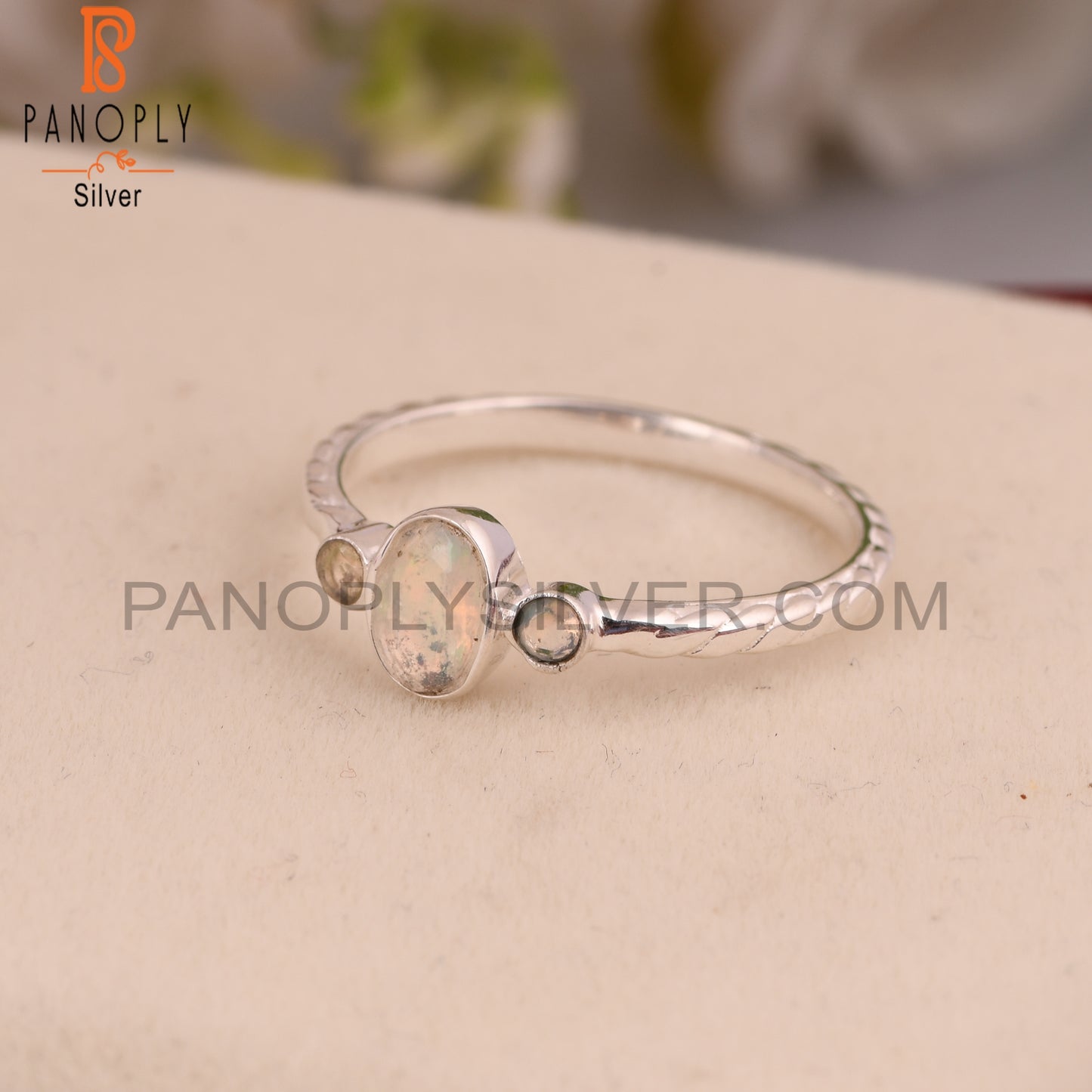 Ethiopian Opal 925 Sterling Silver Cute Dainty Ring