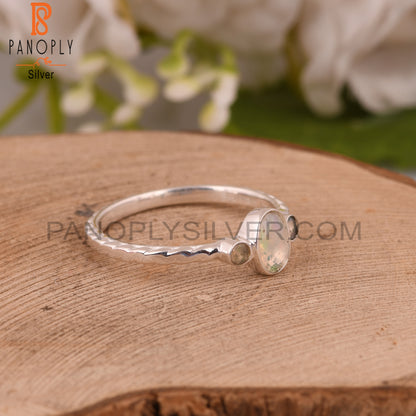 Ethiopian Opal 925 Sterling Silver Cute Dainty Ring