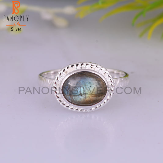 Labradorite 925 Sterling Silver Oval Shape Ring