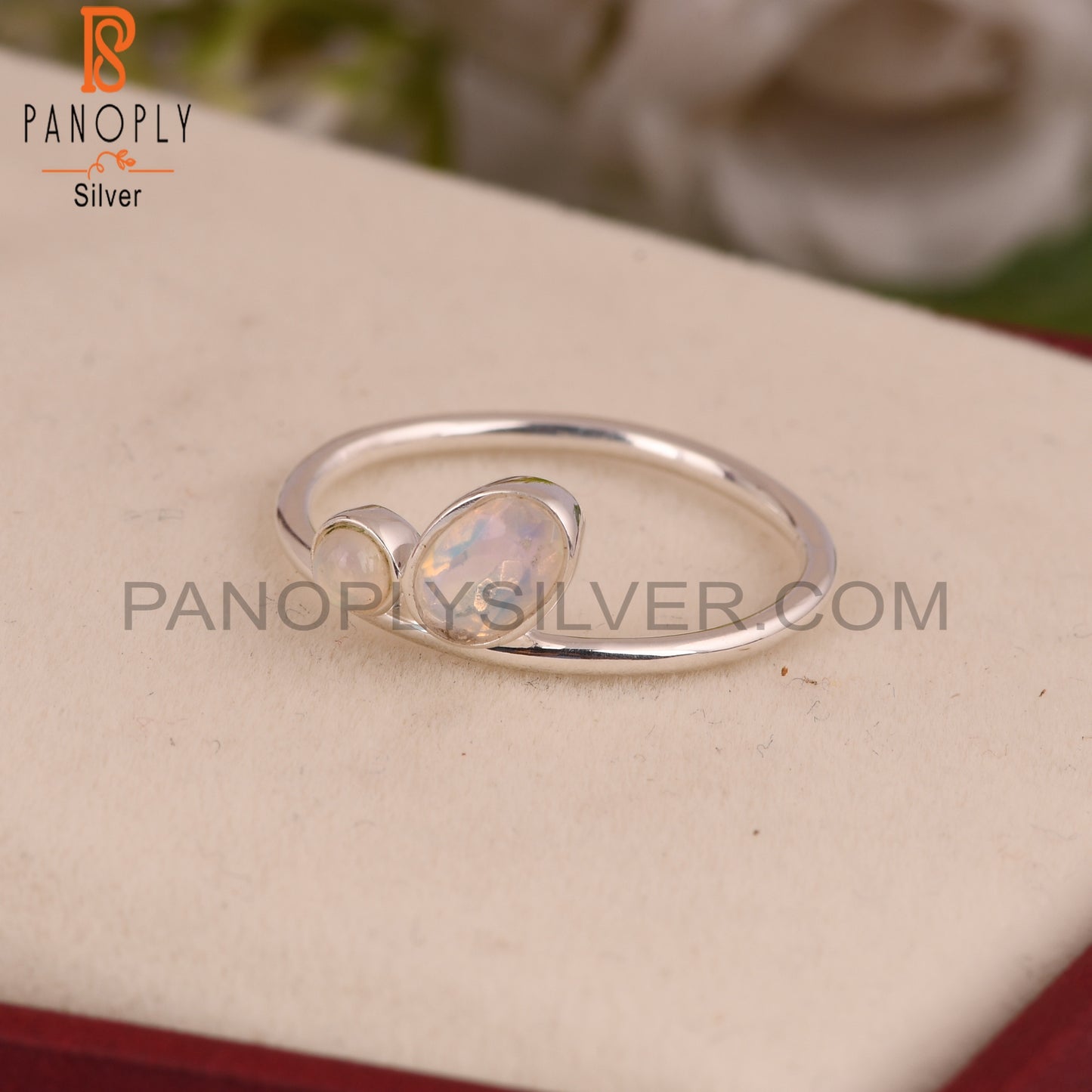 Two Stone Ethiopian Opal 925 Silver Ring