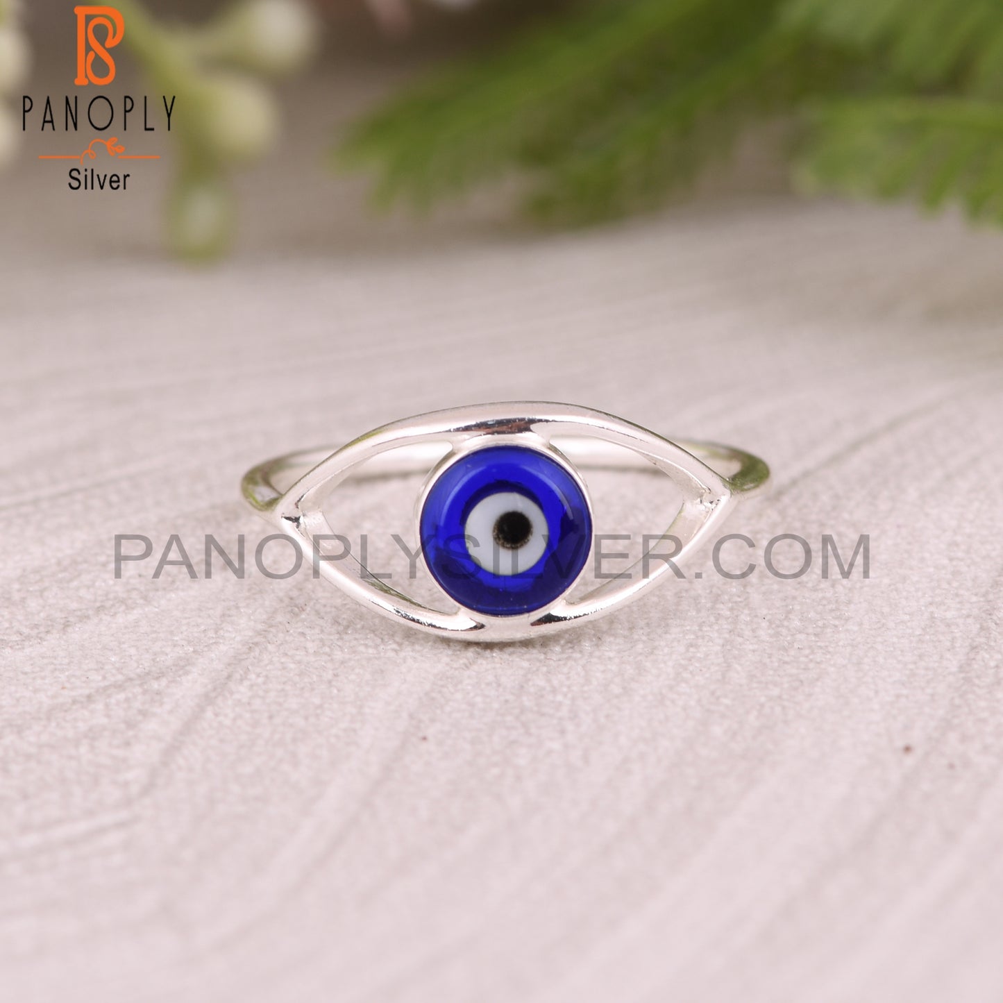 Blue Resin Evil Demon Eye 925 Sterling Silver Ring