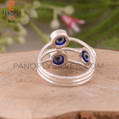 Blue Resin Evil Eye 925 Sterling Silver Ring