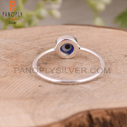 Blue Resin Evil Eye 925 Sterling Silver Stackable Ring