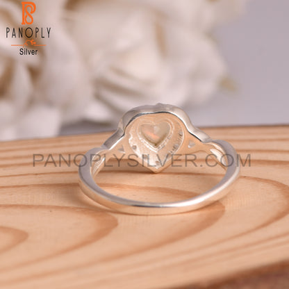 White Topaz & Ethiopian Opal 925 Sterling Silver Ring