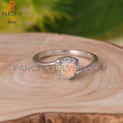 Ethiopian Opal & White Topaz 925 Silver Ring