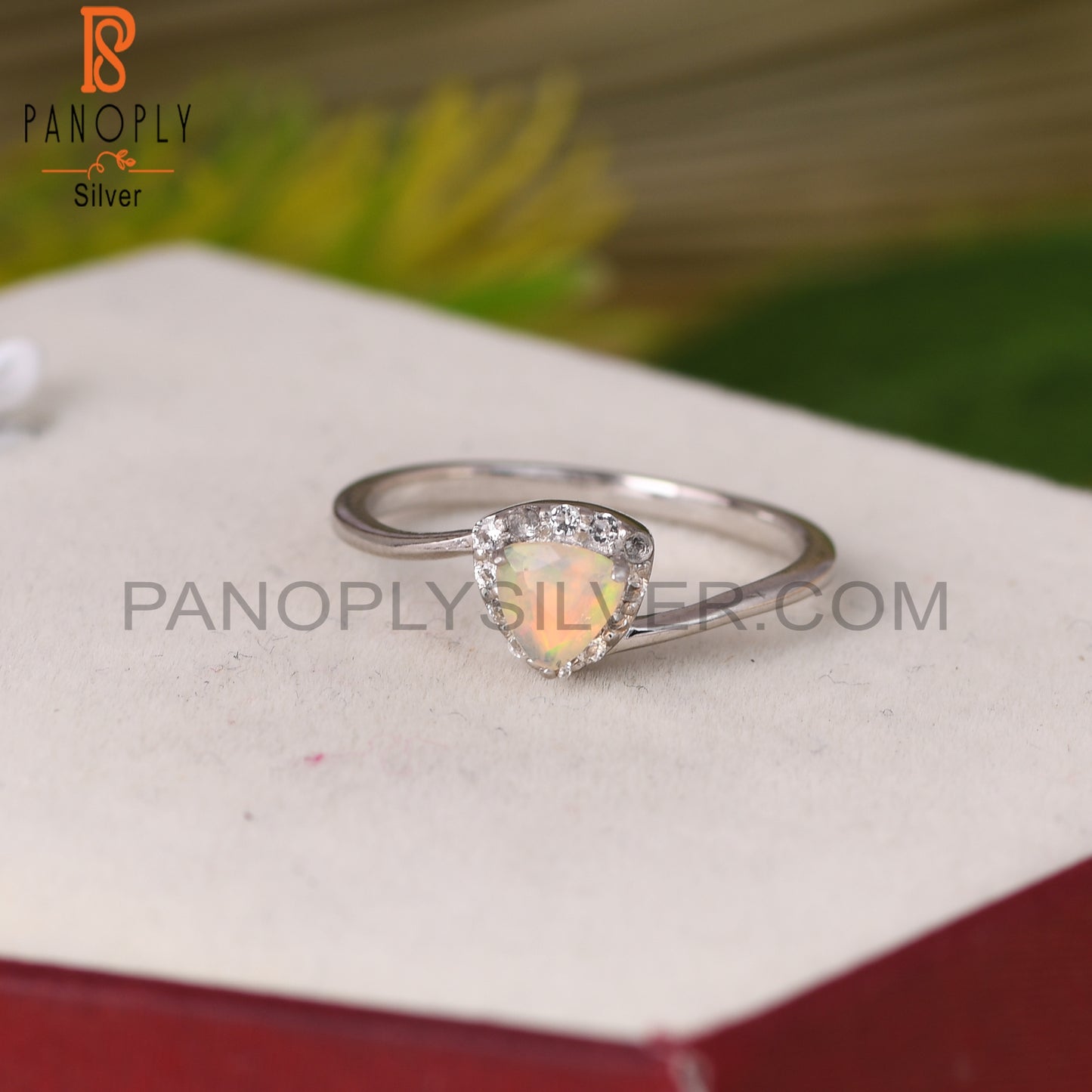 Ethiopian Opal & White Topaz 925 Silver Ring