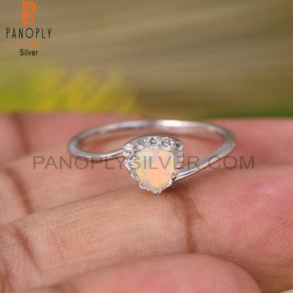 Ethiopian Opal & White Topaz 925 Silver Ring
