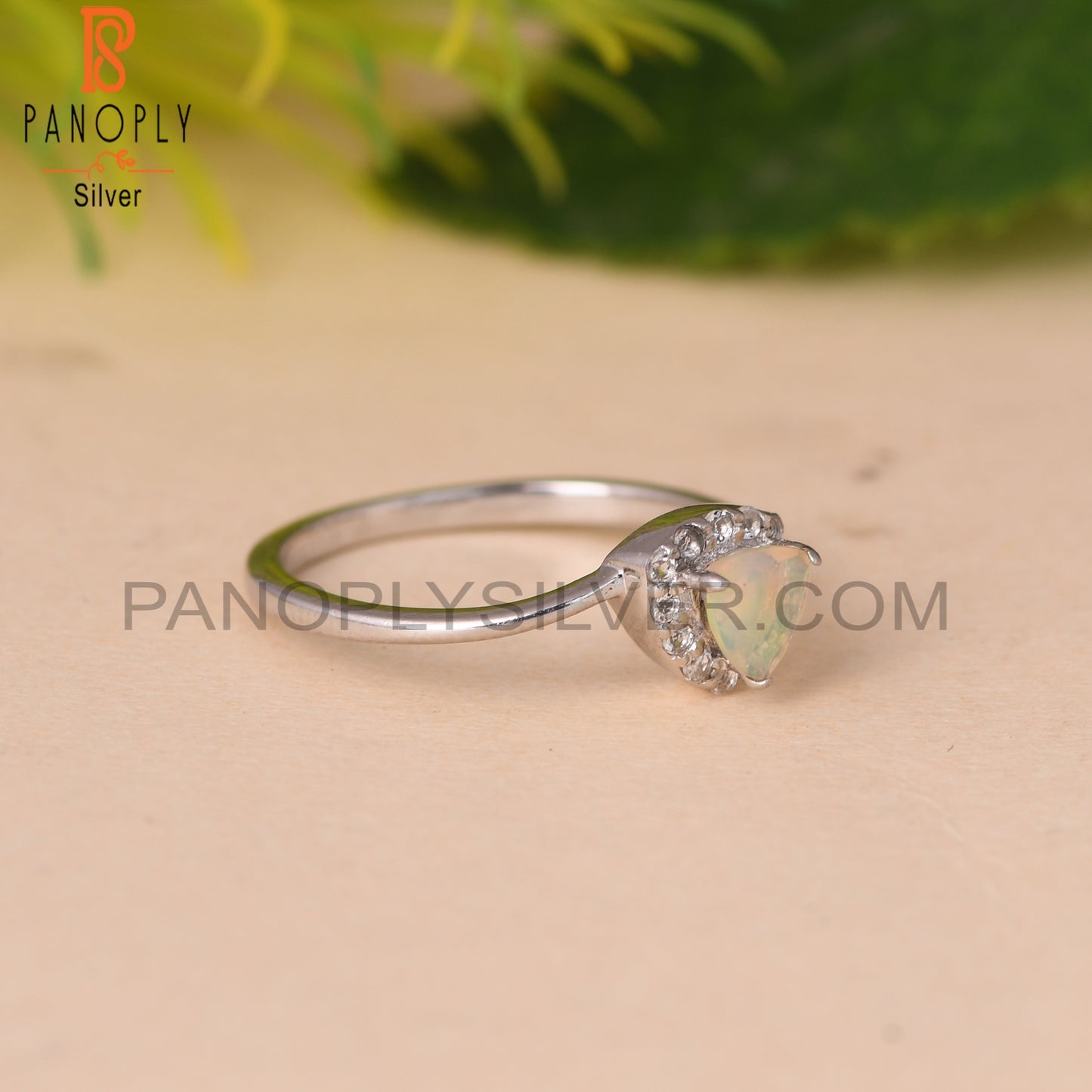Ethiopian Opal & White Topaz 925 Silver Ring