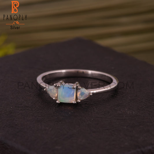 Ethiopian Opal 925 Sterling Silver Stackable Band Ring