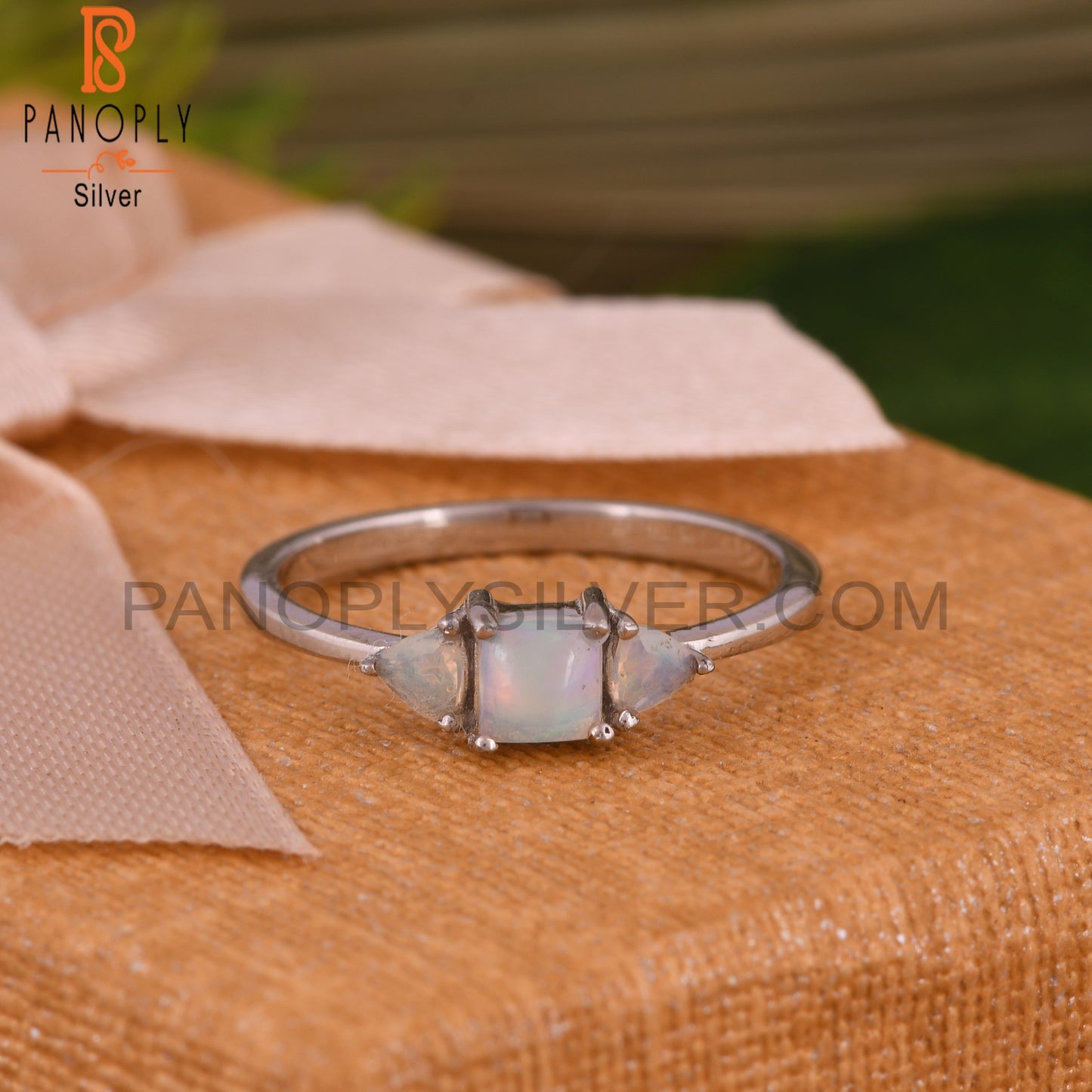 Ethiopian Opal 925 Sterling Silver Stackable Band Ring