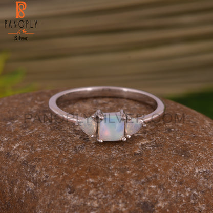 Ethiopian Opal 925 Sterling Silver Stackable Band Ring