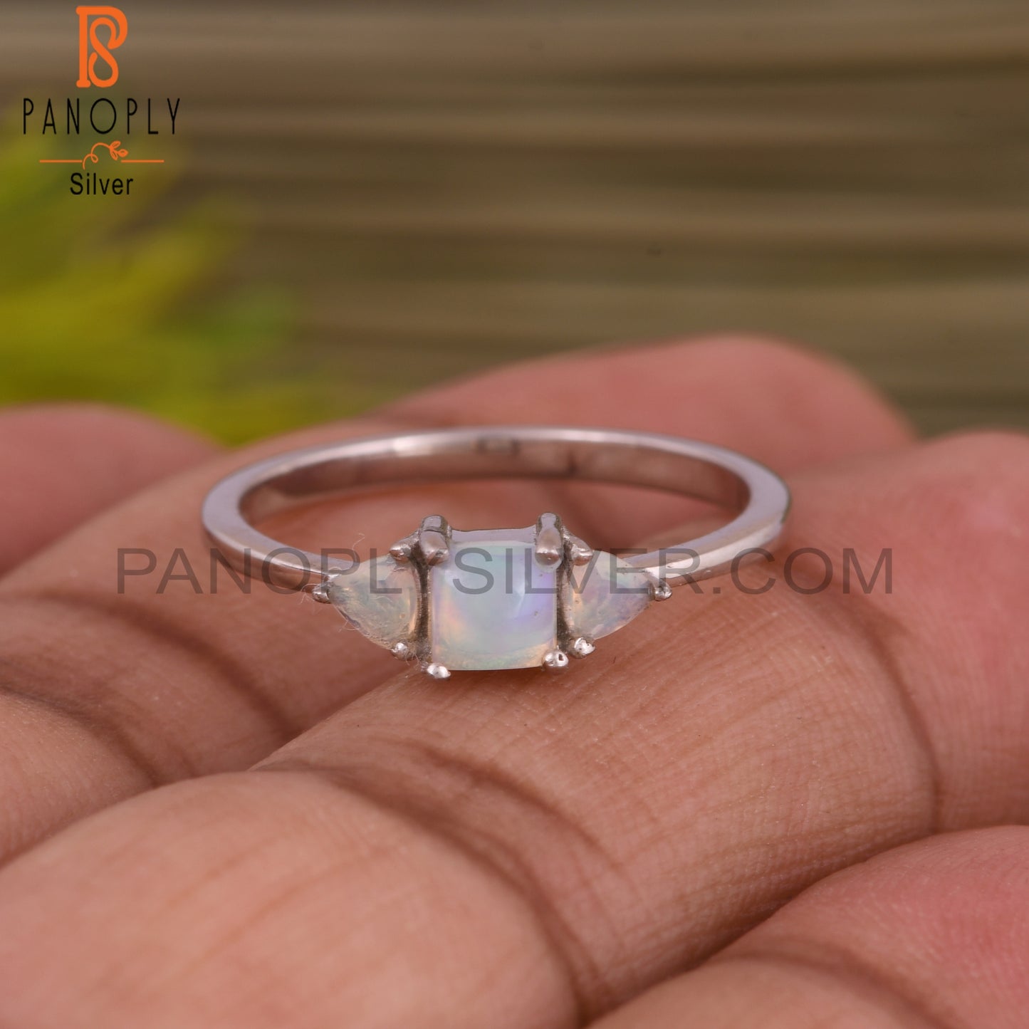 Ethiopian Opal 925 Sterling Silver Stackable Band Ring