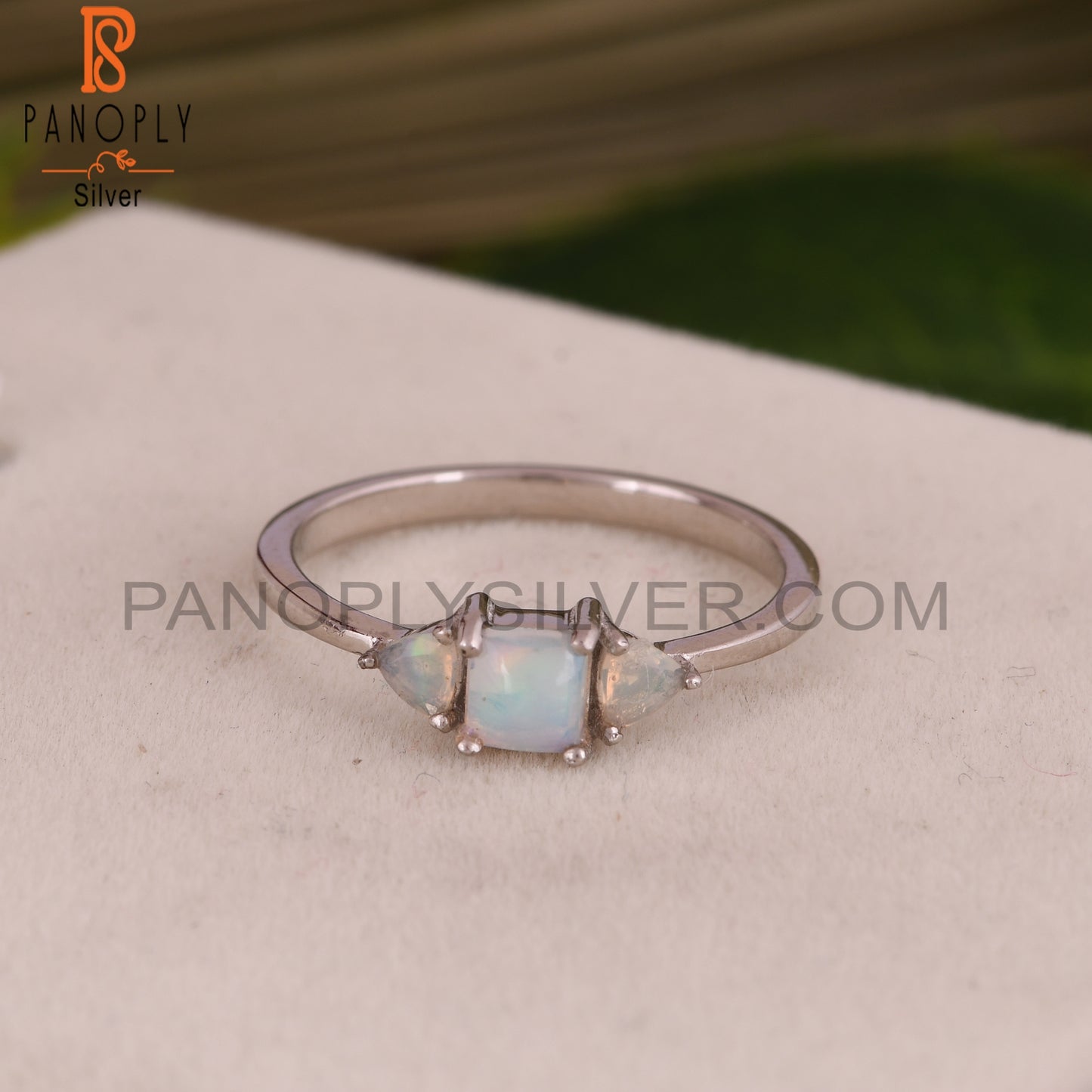 Ethiopian Opal 925 Sterling Silver Stackable Band Ring