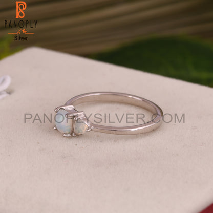 Ethiopian Opal 925 Sterling Silver Stackable Band Ring