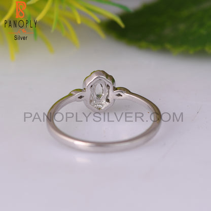 White Topaz, Rainbow Moonstone 925 Sterling Silver Ring