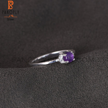 Amethyst & White Topaz 925 Sterling Silver Ring