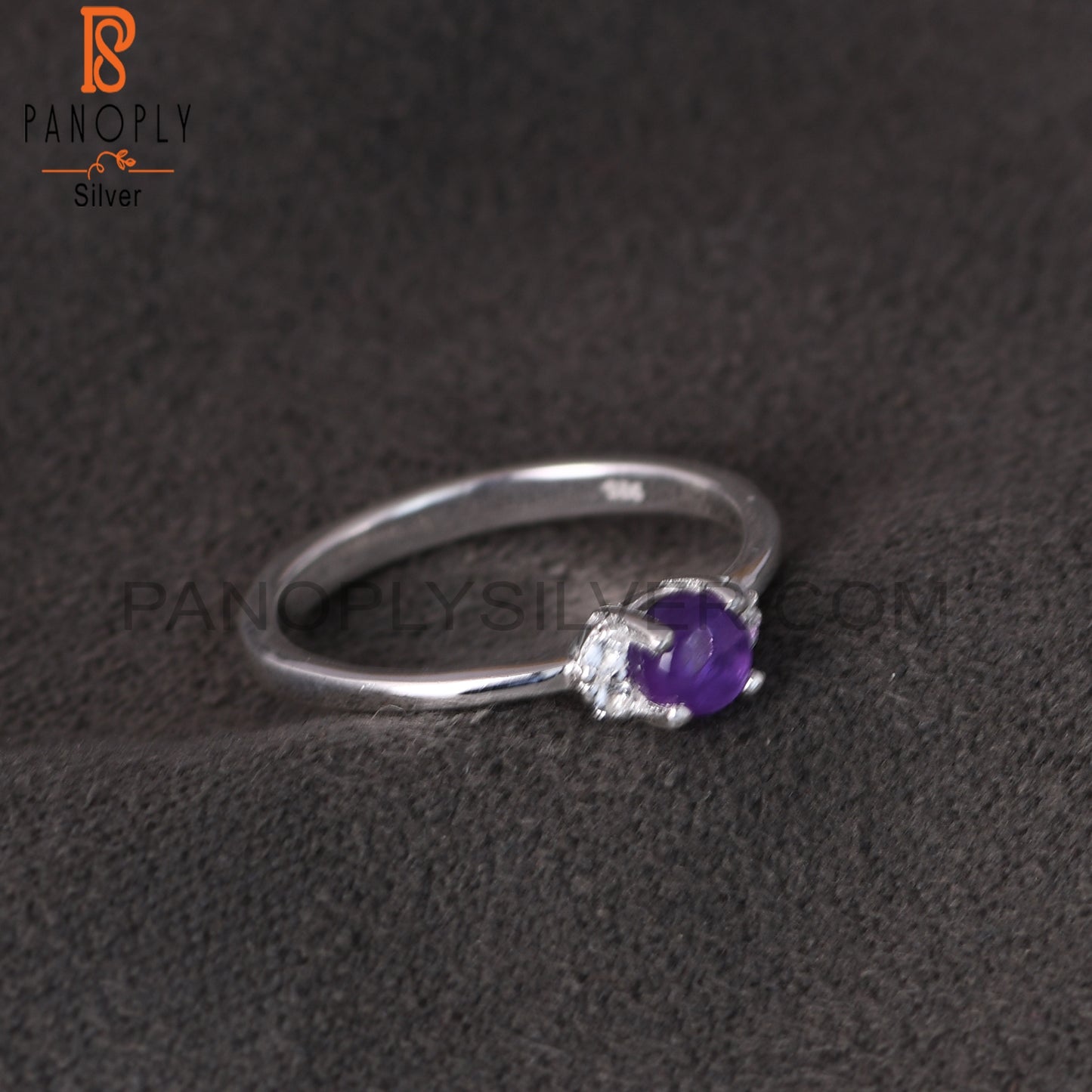Amethyst & White Topaz 925 Sterling Silver Ring
