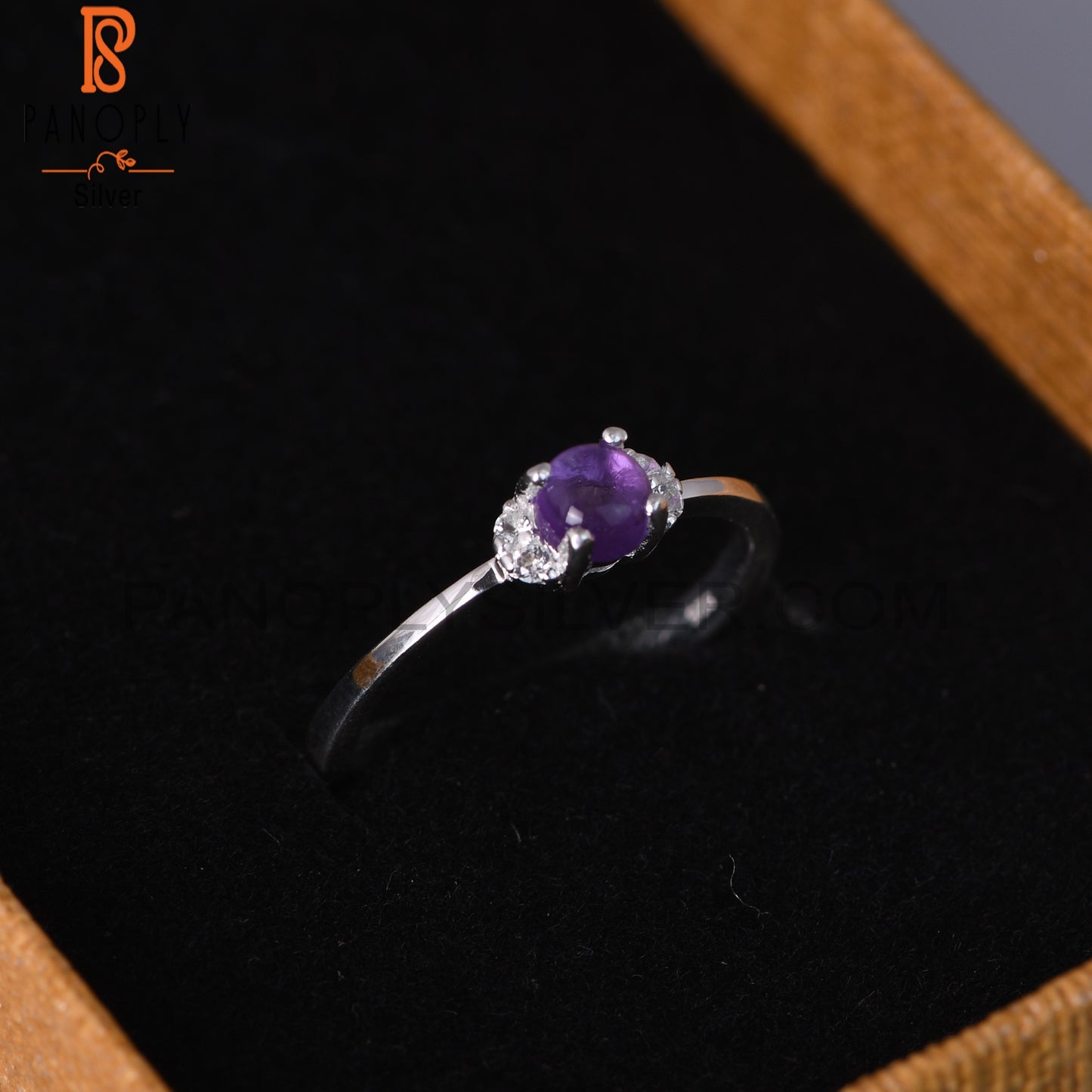 Amethyst & White Topaz 925 Sterling Silver Ring