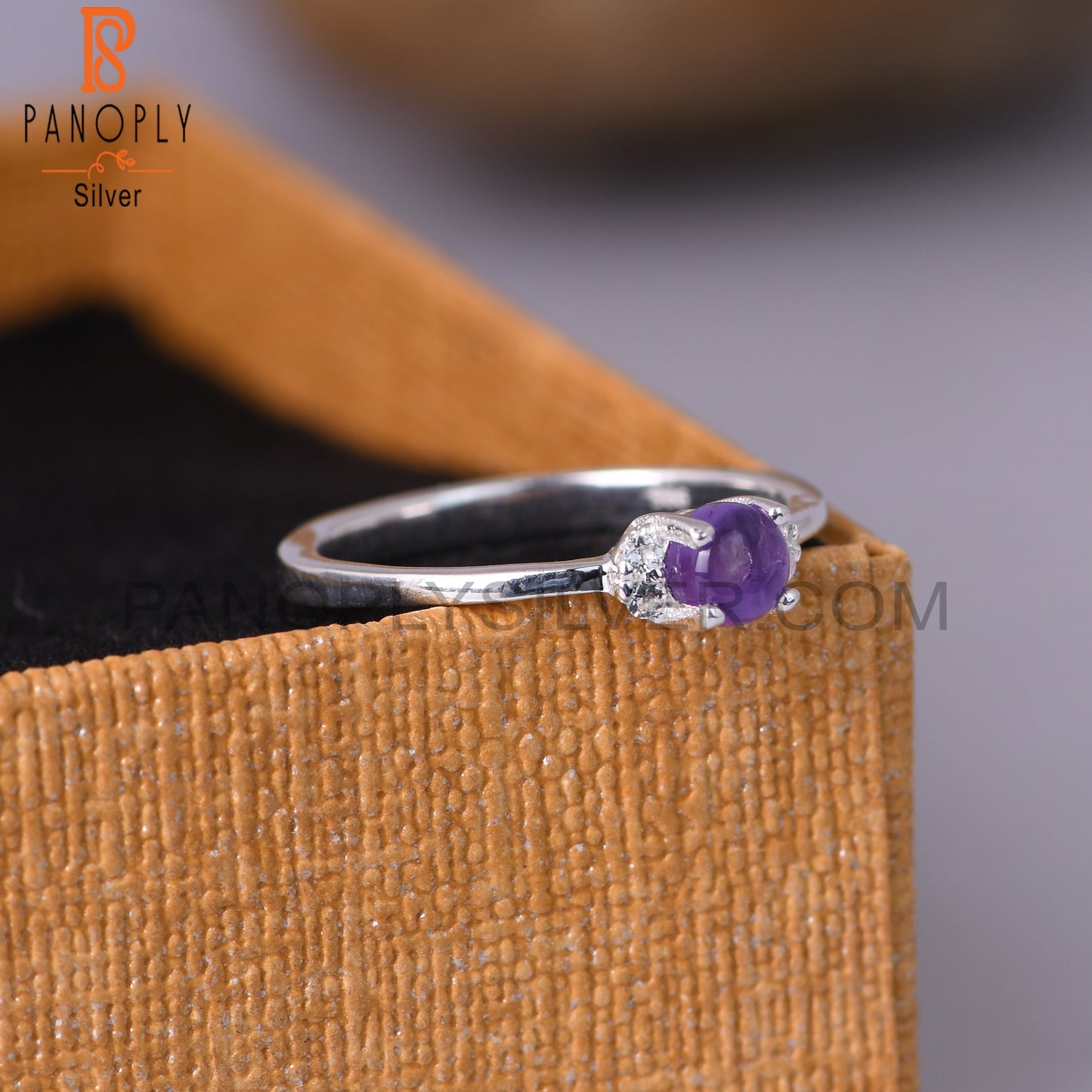 Amethyst & White Topaz 925 Sterling Silver Ring