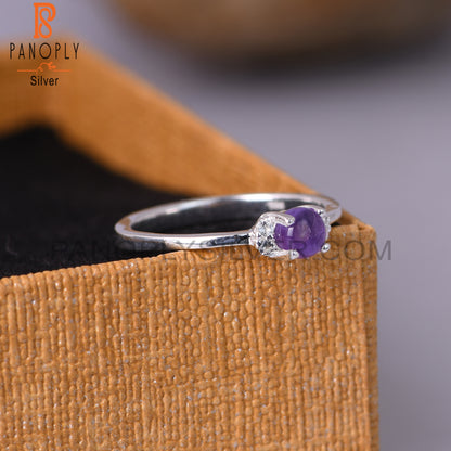 Amethyst & White Topaz 925 Sterling Silver Ring