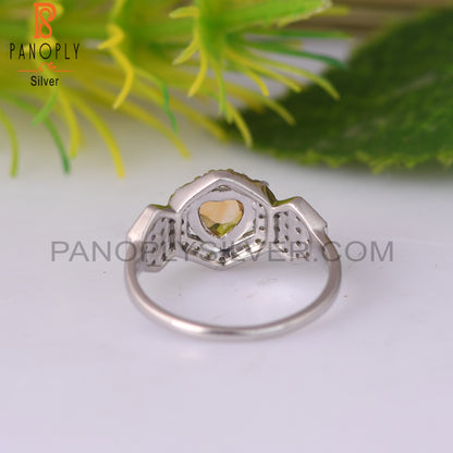Citrine, White Topaz 925 Sterling Silver Ring
