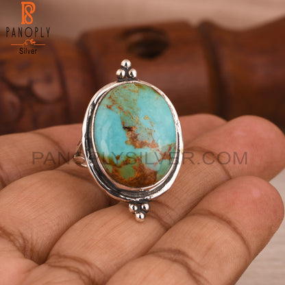 Kingman Turquoise Oval 925 Sterling Silver Ring For Girls