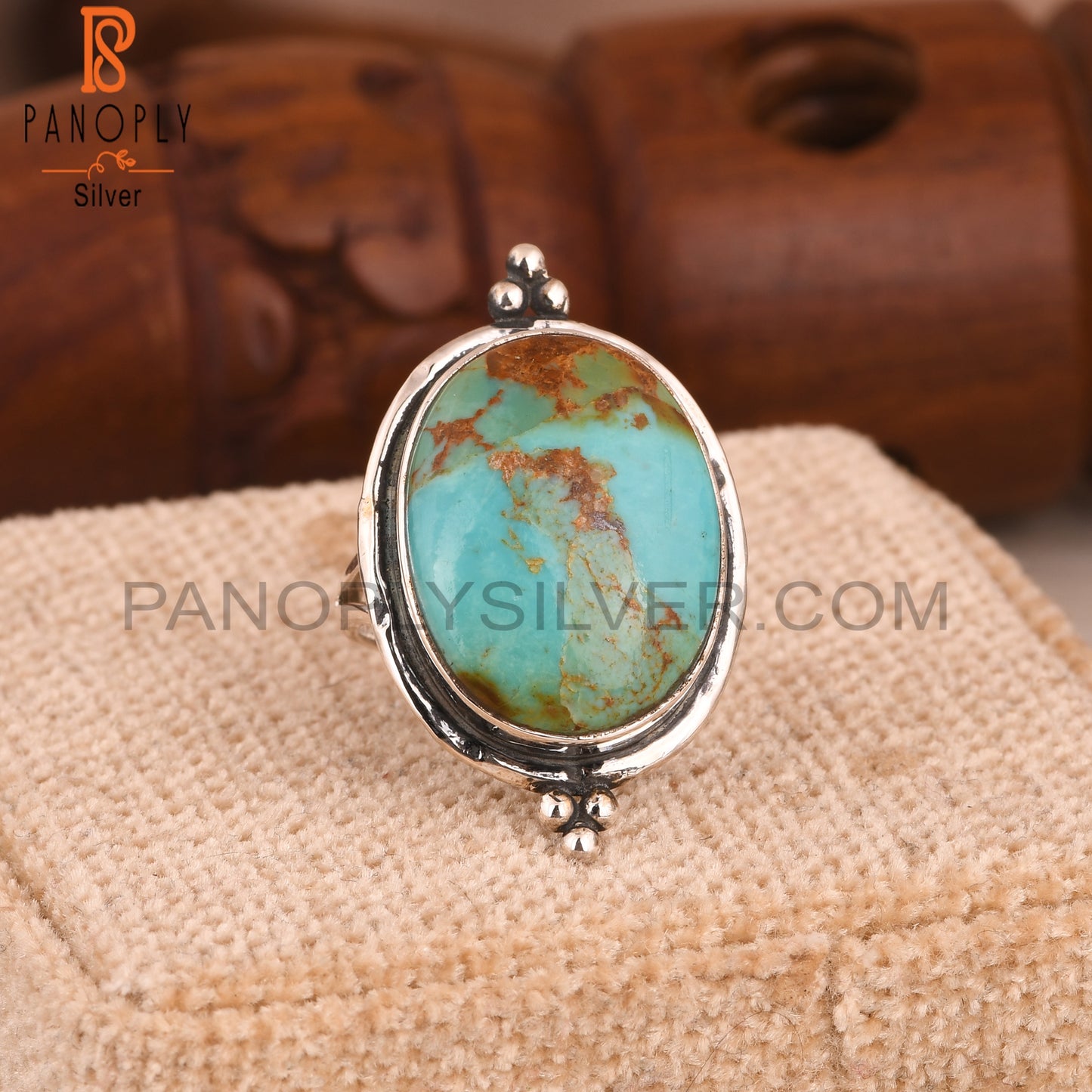 Kingman Turquoise Oval 925 Sterling Silver Ring For Girls