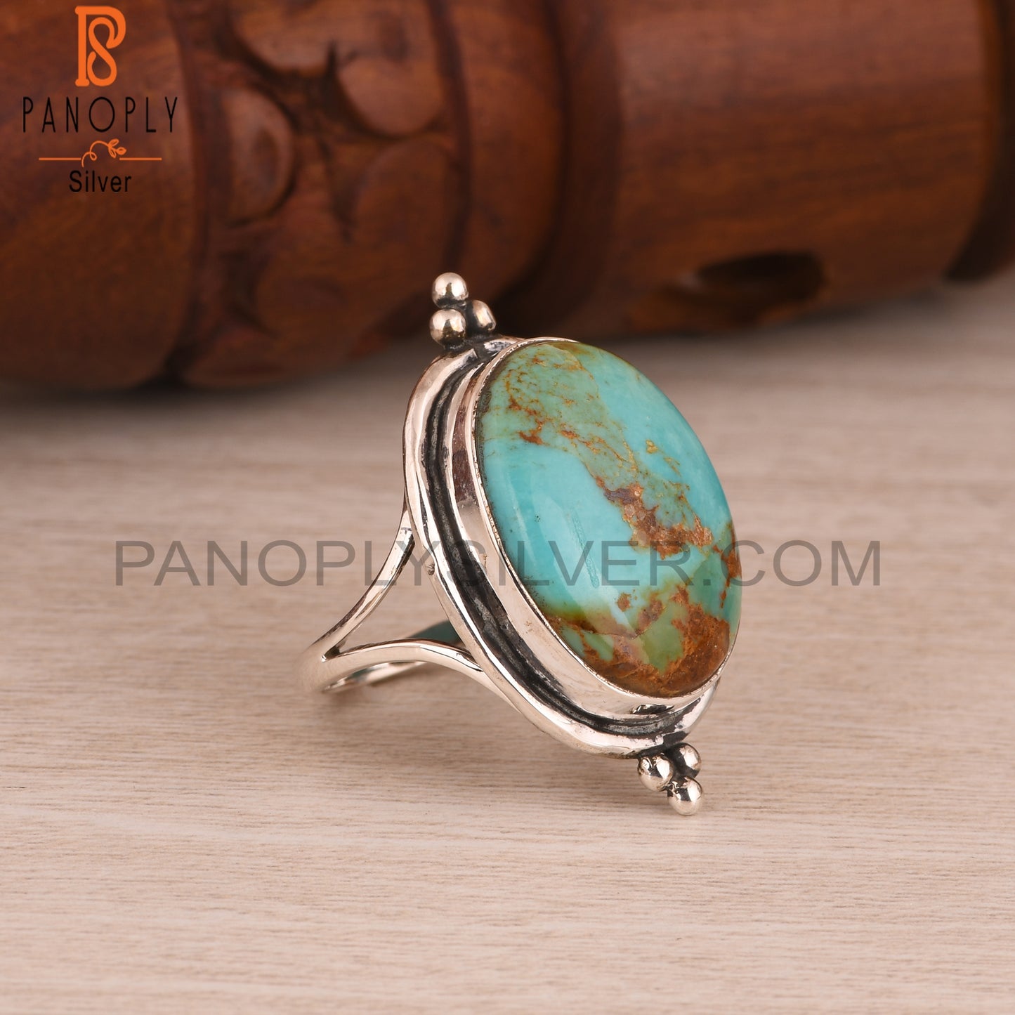 Kingman Turquoise Oval 925 Sterling Silver Ring For Girls