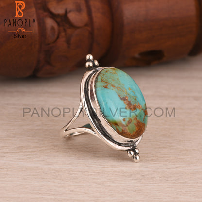 Kingman Turquoise Oval 925 Sterling Silver Ring For Girls