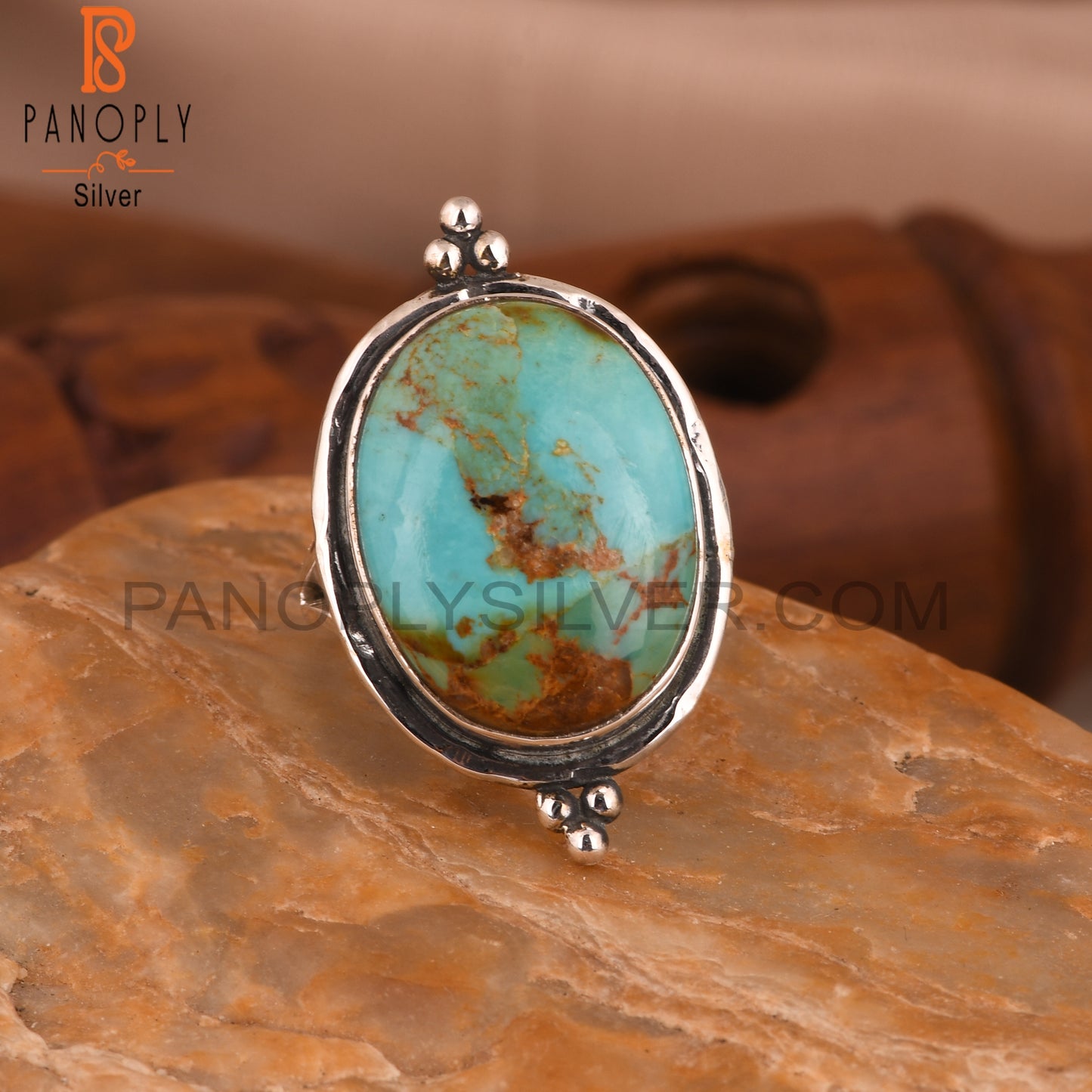 Kingman Turquoise Oval 925 Sterling Silver Ring For Girls