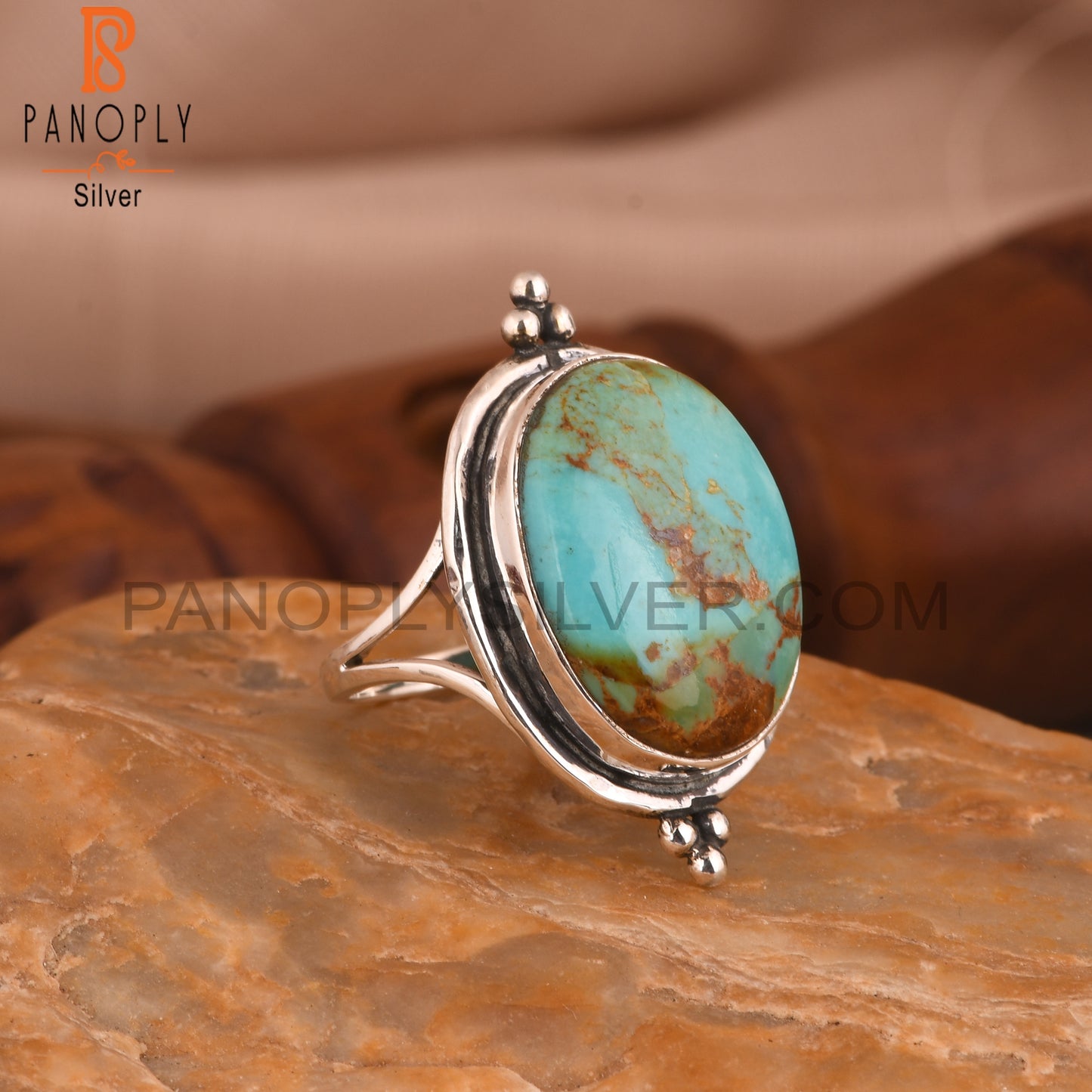 Kingman Turquoise Oval 925 Sterling Silver Ring For Girls