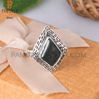 Moss Agate Kite Shape 925 Sterling Silver Ring