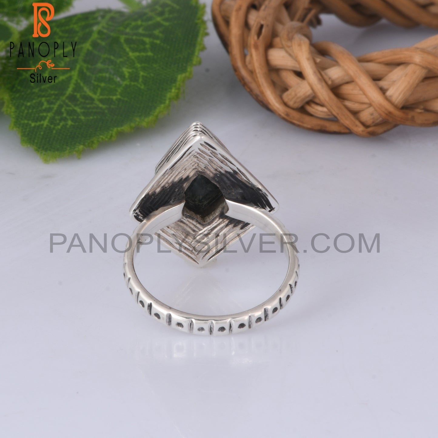 Moss Agate Kite Shape 925 Sterling Silver Ring
