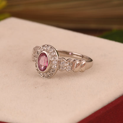 White Topaz & Pink Topaz Oval 925 Sterling Silver Ring