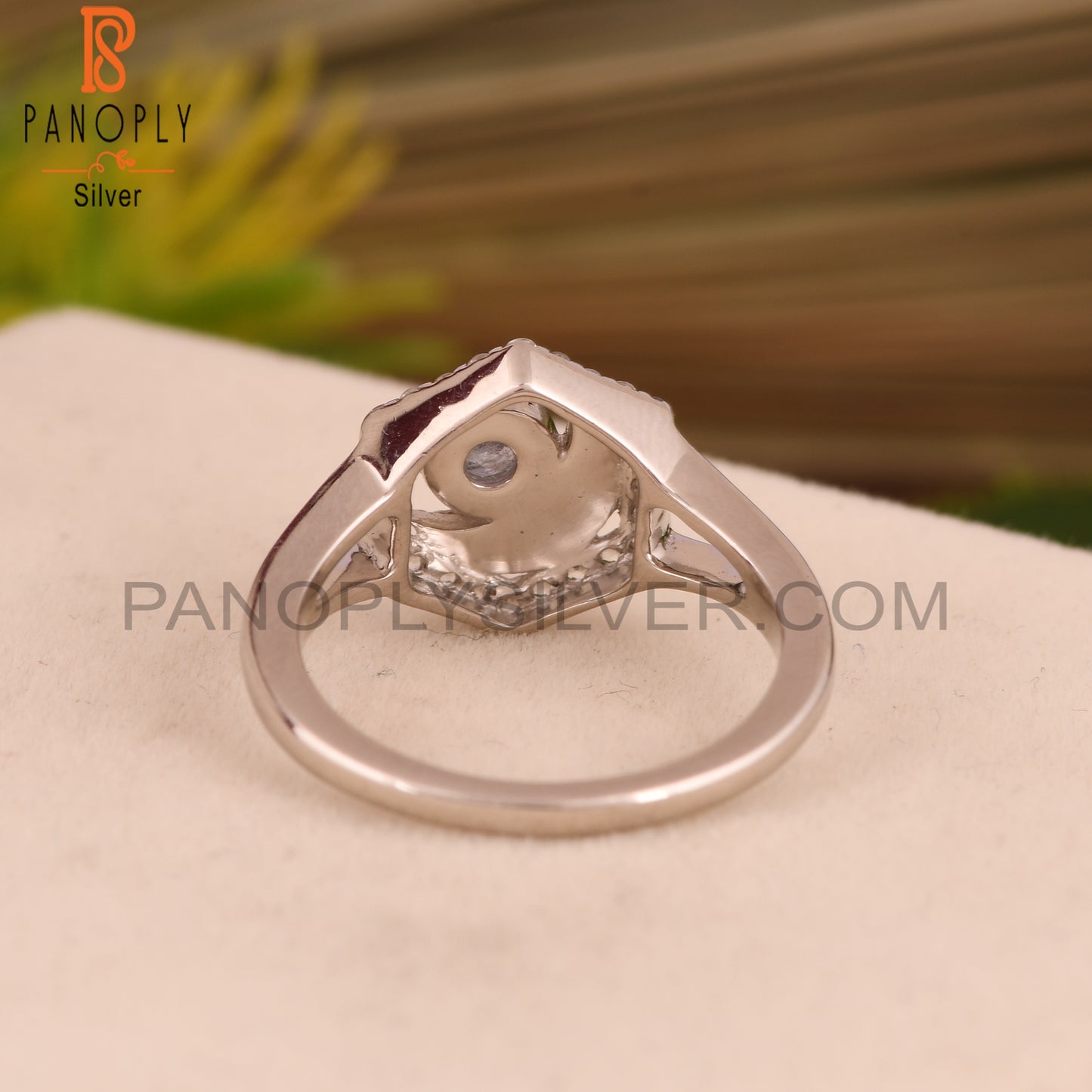 Tanzanite & White Topaz Moon 925 Sterling Silver Ring