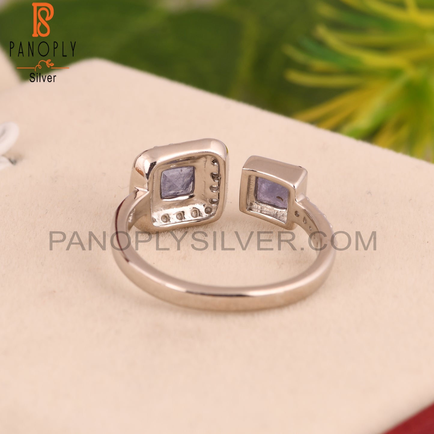 White Topaz & Tanzanite 925 Sterling Silver Adjustable Ring