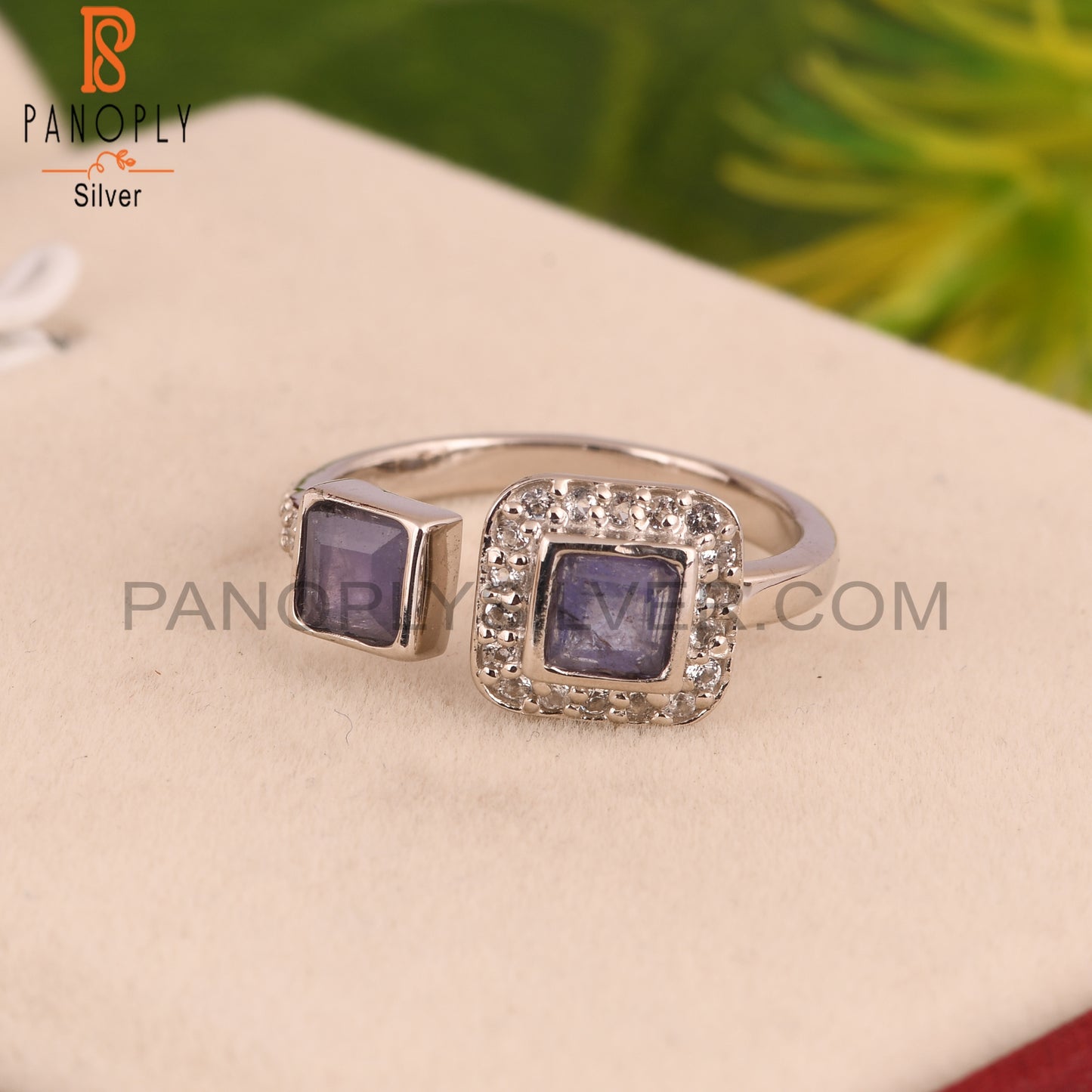White Topaz & Tanzanite 925 Sterling Silver Adjustable Ring