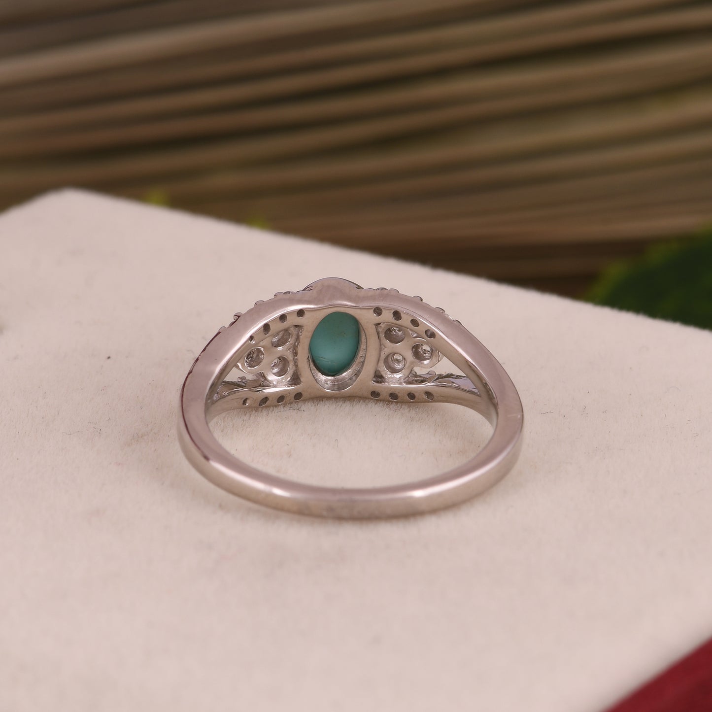 Arizona Turquoise & White Topaz S 925 Oval Shape Ring