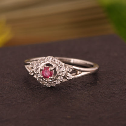 White Topaz & Pink Topaz Round 925 Sterling Silver Ring