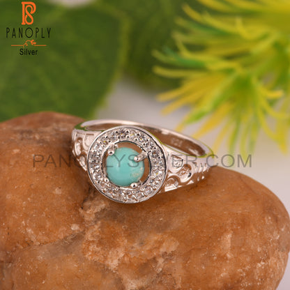 Arizona Turquoise & White Topaz 925 Sterling Silver Ring