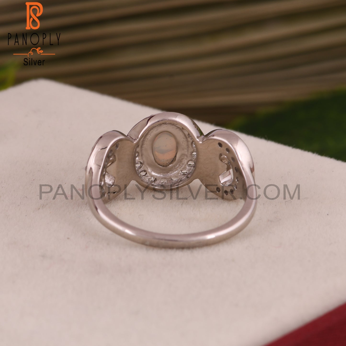 White Topaz & Ethiopian Opal Flower 925 Sterling Silver Ring