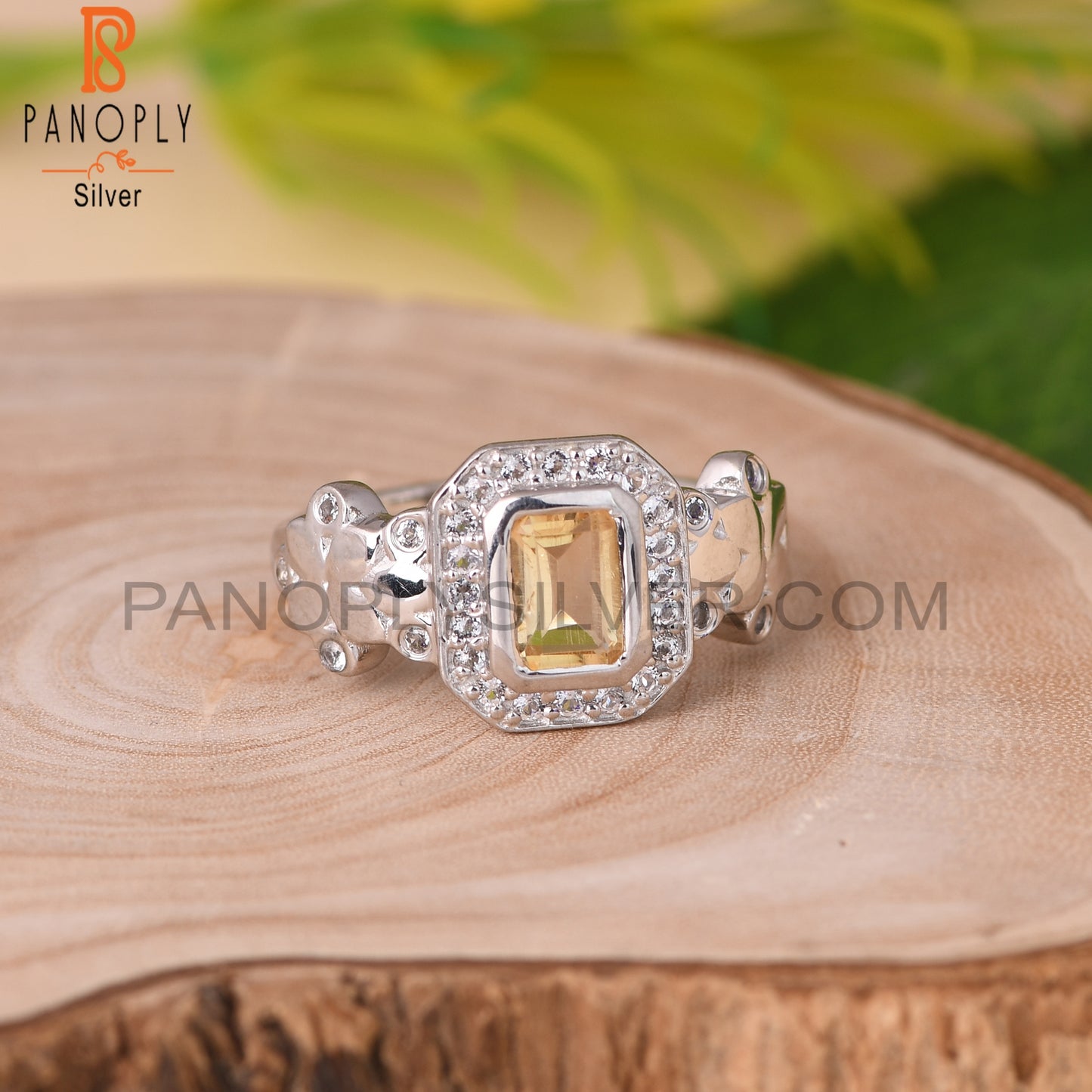Citrine And White Topaz 925 Sterling Silver Ring