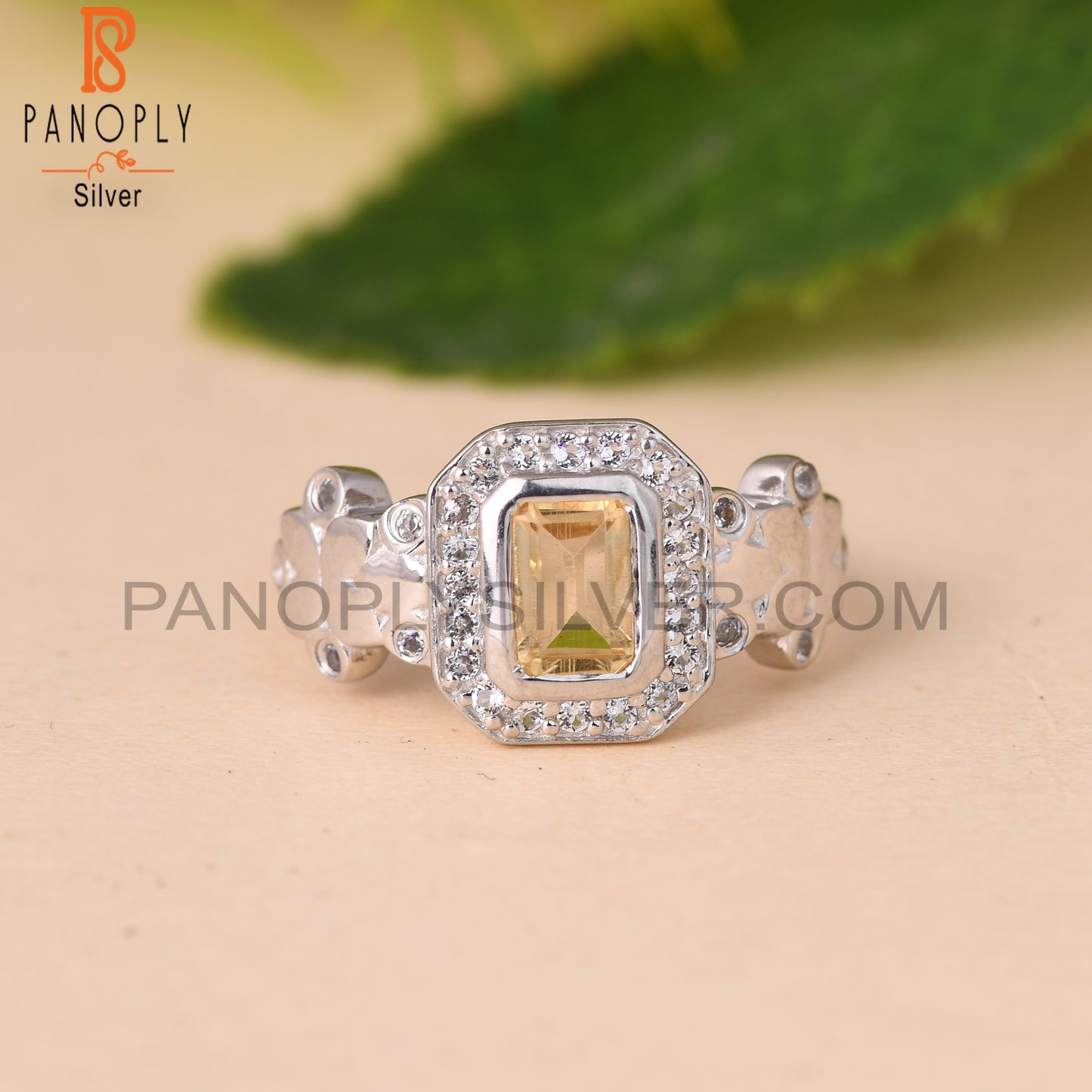 Citrine And White Topaz 925 Sterling Silver Ring