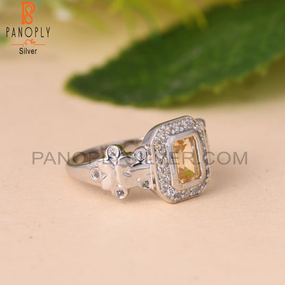 Citrine And White Topaz 925 Sterling Silver Ring