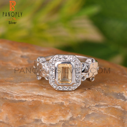 Citrine And White Topaz 925 Sterling Silver Ring